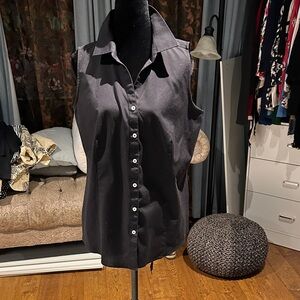 Talbots Black Sleeveless Button-Down Shirt